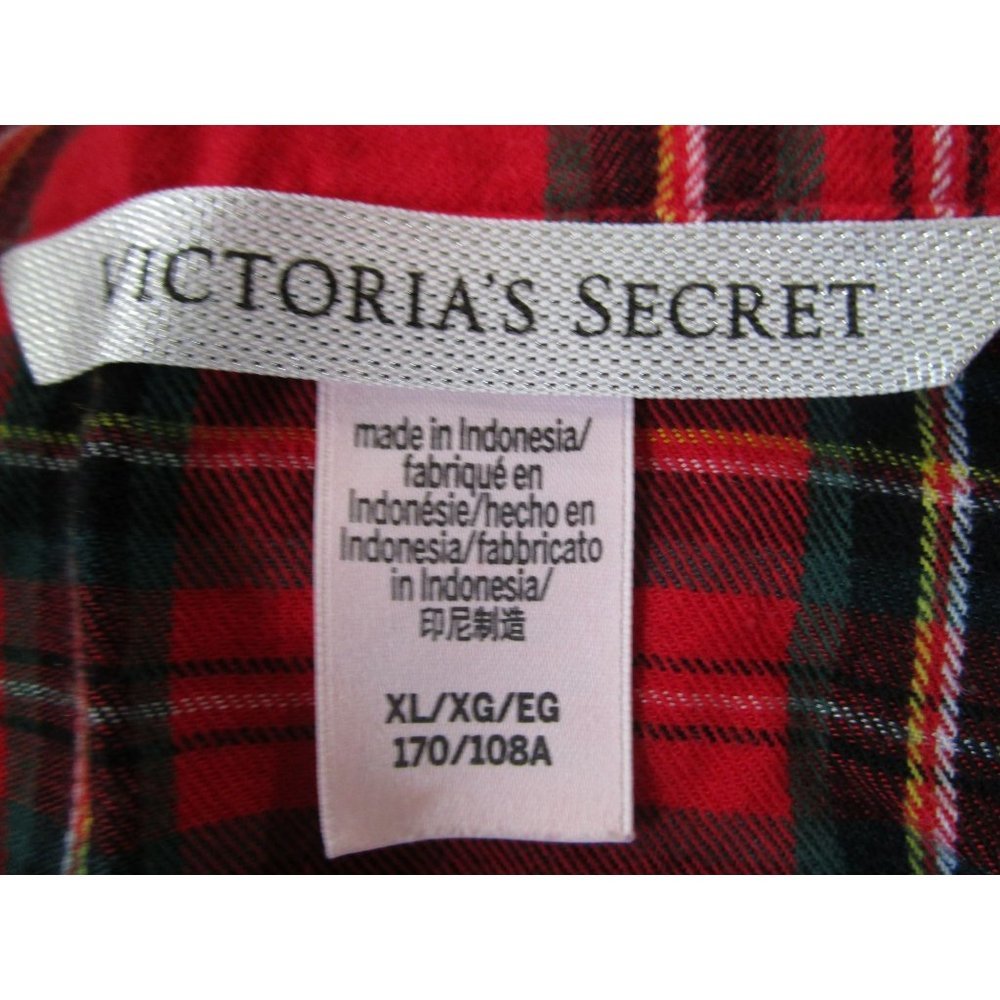 Victorias Secret Red Plaid Cotton Blend Pajama Set GUC Ladies XL Soft Comfy - Picture 4 of 15